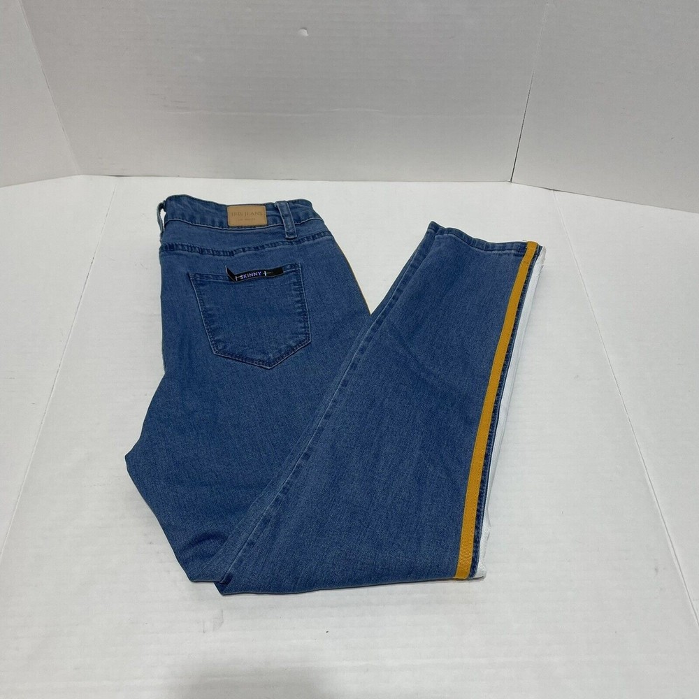 New Iris Jeans Los Angeles Womens Size 7 Boulevard Side Multi Stripe Skinny Blue